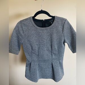 Ann Taylor Gray Tweed Scuba Peplum Top - XXS - New Without Tags